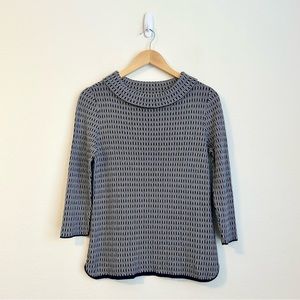 NWT Talbots Geometric Patterned Pullover Sweater 3/4 Sleeve Knit Navy Blue, SP